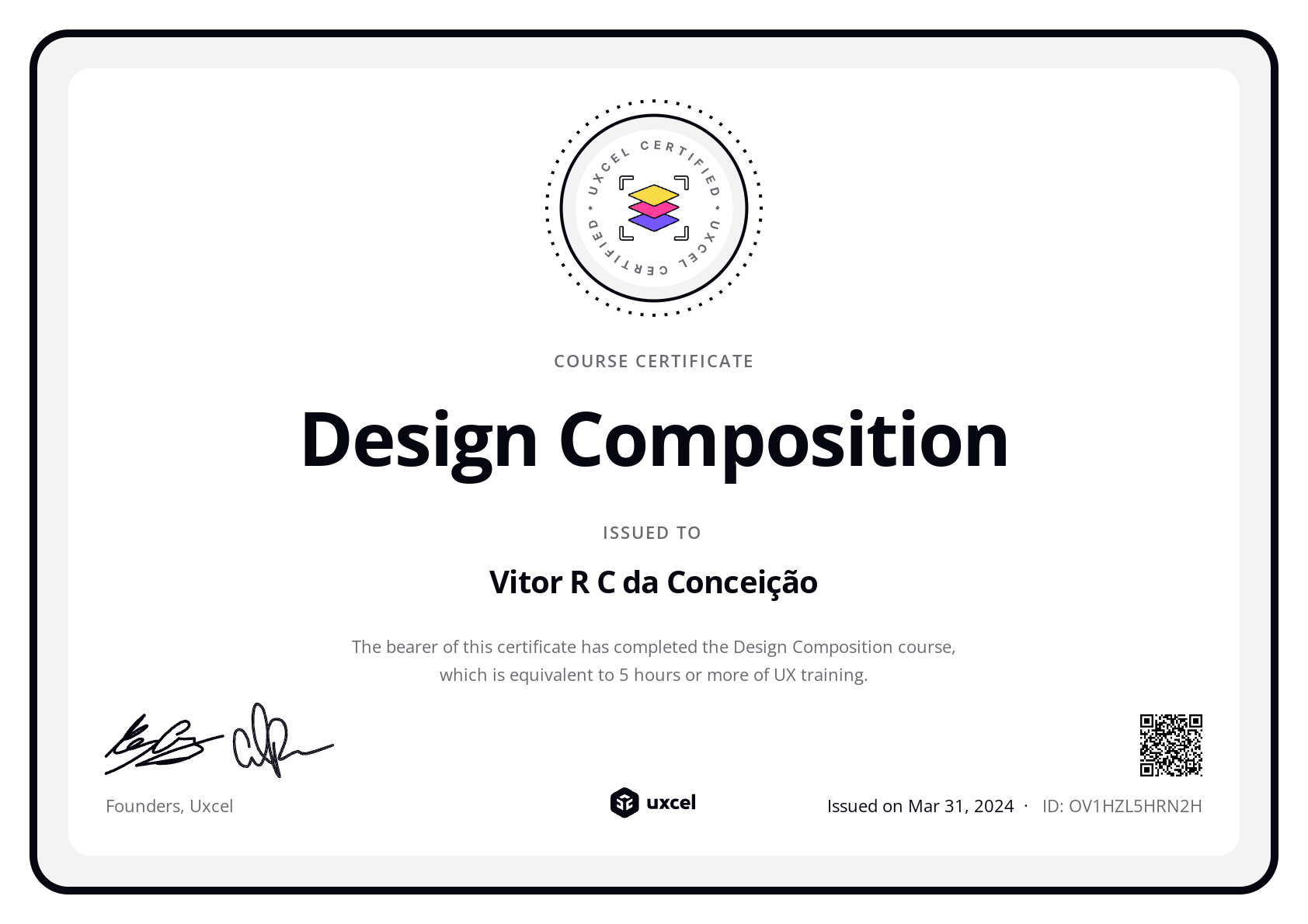 Vitor R C da Conceição's certificate